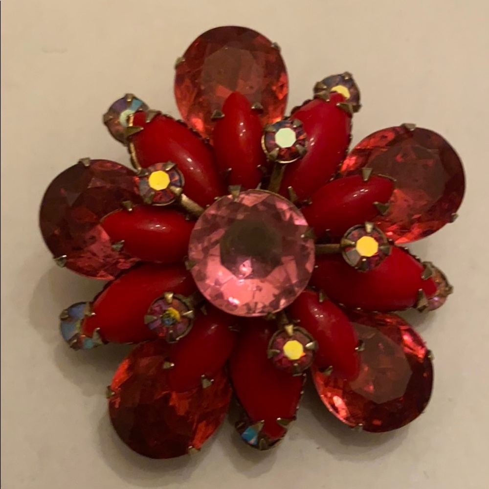 Vintage red stone brooch